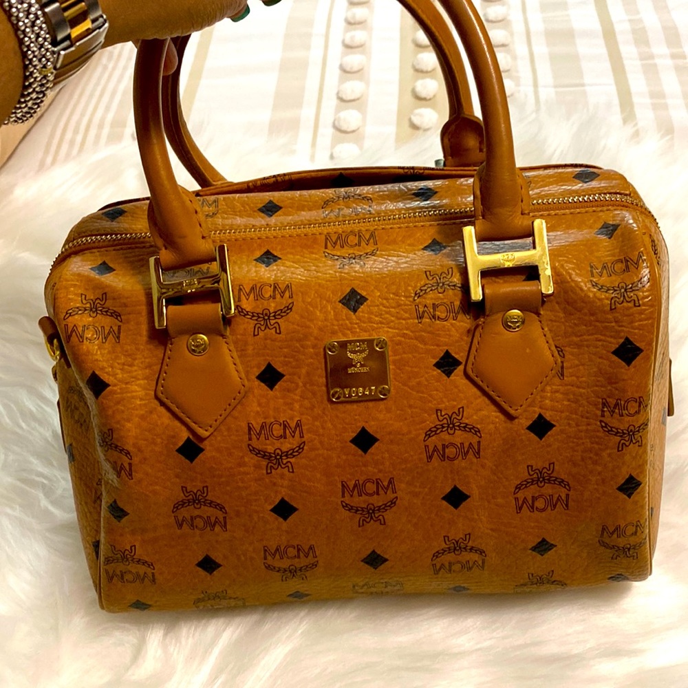 MCM Cognac Boston Duffle